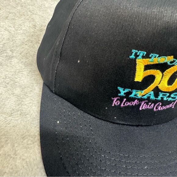 Took Me 50 Years To Look This Hood‎ Hat Cap Adult OSFA Black SnapBack Funny Dad - Picture 3 of 11